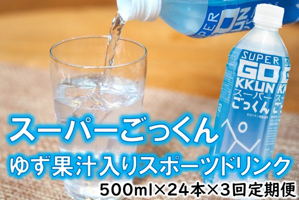 ゆずのスポーツドリンク『スーパーごっくん』500ml×24本×3回定期便